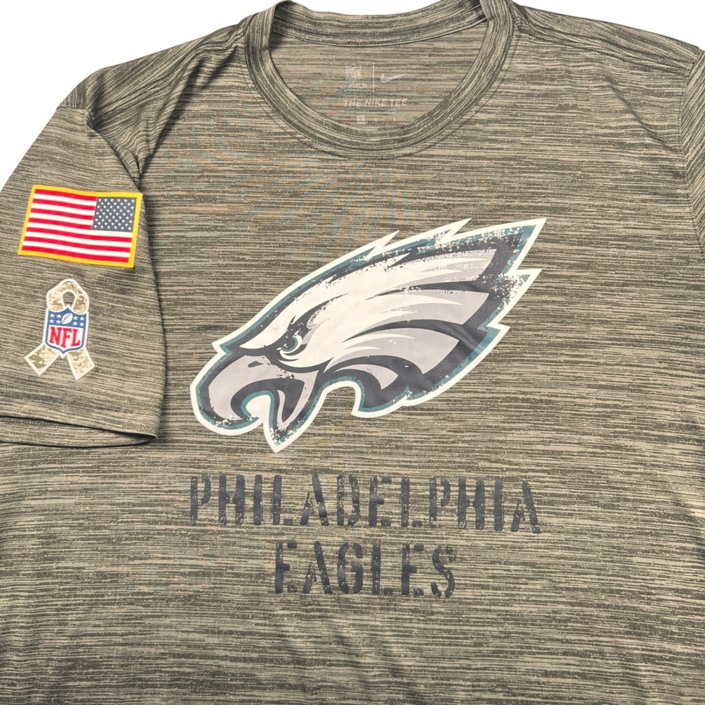 Nike Philadelphia Eagles T-Shirt Men Large Olive Green Salute to Service Dri-Fit